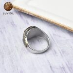 Anillo de piedra natural con estructura de acero para hombre