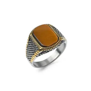anillo de piedra natural con estructura acero para hombre 67 2 202 1 Pulsera Ojo de Tigre, Pulsera Ojo de Tigre Hombre, Pulsera Ojo de Tigre Mujer Luviol