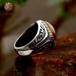 Anillo de sello con piedra natural para hombre