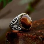 Anillo de sello con piedra natural para hombre