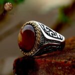 Anillo de sello con piedra natural para hombre