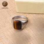Anillo Ojo de Tigre en Acero Inoxidable – Piedra Natural
