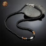 Collar de ojo de tigre para hombre – Litoterapia con Obsidiana