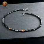 Collar de ojo de tigre para hombre – Litoterapia con Obsidiana