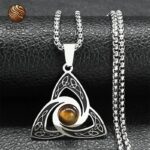 Collar de ojo de tigre para hombre – Colgante Cadena 50cm