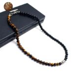 Collar de perlas de ojo de tigre para hombre de lujo