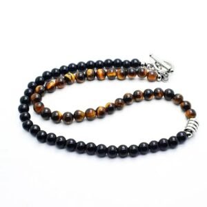 collar de perlas ojo tigre para hombre lujo 45cm 558 1 1