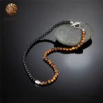 Collar de perlas de ojo de tigre para hombre de lujo