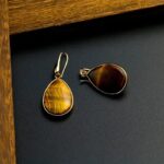 Pendientes colgantes con piedra de ojo de tigre