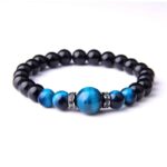 Pulsera de bolas de ojo de halcón de ónix negro