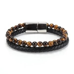 pulsera de cuero con ojo tigre dinero 18 5 cm 494 1 1