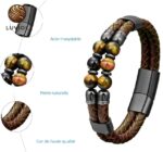 Pulsera de cuero con ojo de tigre para hombre