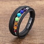 Pulsera de los 7 chakras para hombre: Perlas naturales ergonómicas