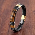 Pulsera de lujo con ojo de tigre para hombre