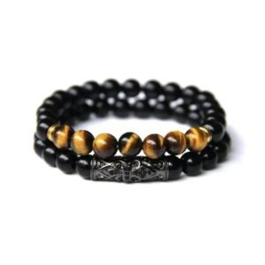 pulsera de ojo tigre hombre color negro 7 perlas 17cm 310 1 1