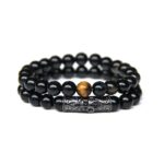 Pulsera de ojo de tigre de hombre de color negro