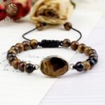 Pulsera de piedra natural ojo de tigre – Cuentas Ovaladas