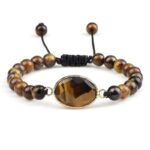 Pulsera de piedra natural ojo de tigre – Cuentas Ovaladas