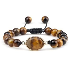 pulsera de piedra natural ojo tigre cuentas ovaladas 8mm 947 1 1