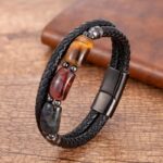 Pulsera Hombre Piedra Ojo de Tigre Halcón Toro