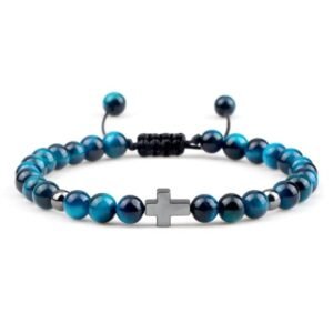 pulsera ojo de halcon piedra natural ajustable con cruz 623 1 1