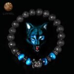 pulsera para hombre con cabeza de lobo en piedras naturales 268 1 1