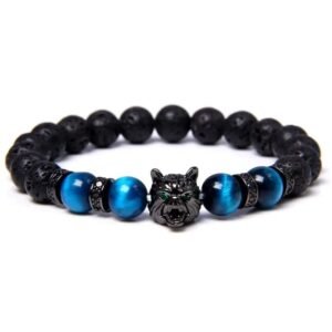 pulsera para hombre con cabeza de lobo en piedras naturales ojo 623 1 1