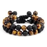 pulsera para hombre con ojo de tigre y piedra lava ambos juntos 846 1 1