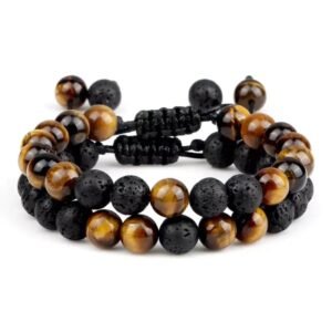 pulsera para hombre con ojo de tigre y piedra lava ambos juntos 846 1 1