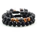 pulsera para hombre con ojo de tigre y piedra lava piedra doble 533 1 1